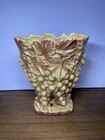 Vintage 1950's McCoy Pottery Grapes & Leaves Double Vase Planter 9-1/4"