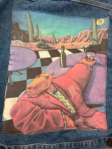 Vintage 90s Markus Pierson No Ordinary Coyote Denim Jacket Artwear USA Size M - product listing photo