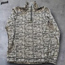 Smartwool Sweater Womens Medium Black White Merino Wool 1/4 Zip Pullover