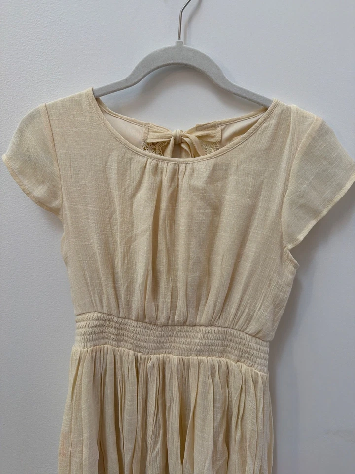 Joyfolie Girls Cream Lace-Back Cap Sleeve Maxi Dress Size 14 Lightweight Cotton - Image 3 of 4