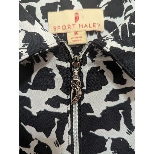 Sport Haley 1/4 Zip Polo Black & White Women’s Medium 3/4 Sleeve Golf Leisure - Picture 3 of 8
