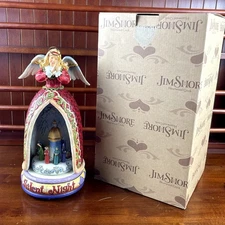 Jim Shore Silent Night Angel Nativity Scene Musical Figuring Revolving 2006 Wood