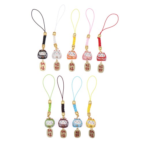 DIY Cute Sweet Lucky Cat Phone Strap Cute Keychain Bag Accessories Phone KeyRing - 第 10/21 張圖片