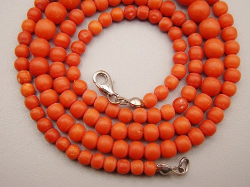 Old Real Antique Natural Mediterranean Red Coral Necklace Chain 19.8 grams ! - 第 5/24 張圖片