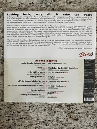 Waylon Jennings - Live From Austin SEALED OG Vinyl LP, New West Records, 2019 - Picture 2 of 2