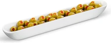 Kevenal Olive Boat Tray, 13'' White Olive Plate Long Narrow Serving Dish, Narrow
