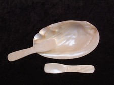 Exclusive Kaviar Schale & 2 Perlmutt Löffel - MOP - Mother of Pearl - Weiß - TOP