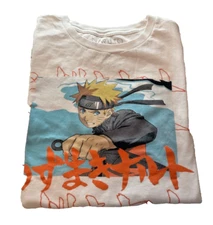 Naruto Shippuden White Anime Graphic  T-shirt Size S/M 2002 Kishimoto Viz Media
