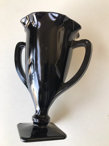 L.E. Smith Black Glass Art Deco Loving Cup - Picture 2 of 10