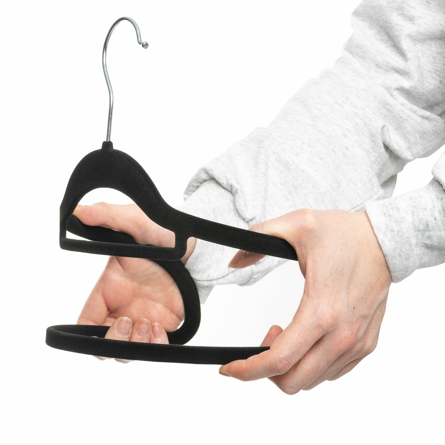Coat Hangers Non Slip Black Flock 360 Hook Space Saver Wardrobe Clothes