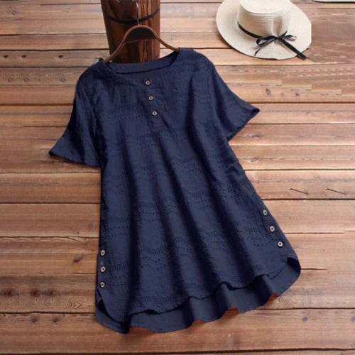 Plus Size Women Tunic Ladies T Shirt Summer Casual Short Sleeve Blouse Tee Tops - Picture 9 of 14