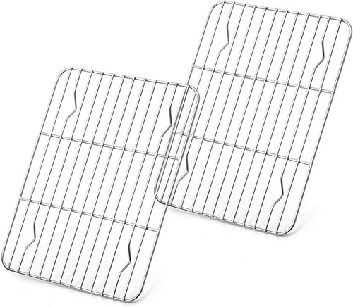 E-far Small Baking Rack Set of 2, Stainless 8.6" x 6.2", Natural Metal Silver