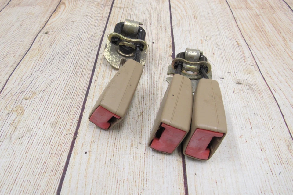 95-97 Jaguar XJ6 XJ12 VDP trasero izquierdo y central doble hebilla de cinturón de seguridad bronceado OEM Foto 4 de 4