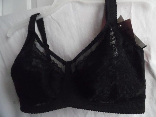 LEADING LADY BLACK BRA #5203 COMFORT WIRE FREE FULL COVERAGE LACE CUP 50A - Picture 10 of 10