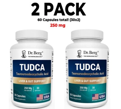 TUDCA, 2 PACK - 250 mg, 30 Vegetable Capsules each (60 tota1!)