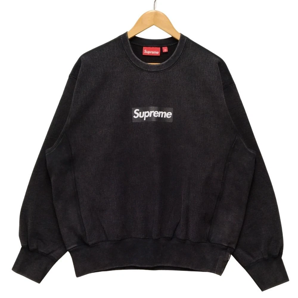 Sweat col rond SUPREME 25SS logo boîte lavée sweat noir M authentique / 45014