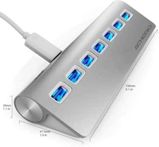 Achoro 7 Ports USB 3.0 Hub-Triangle Aluminum Alloy-High-Speed USB Port Expander