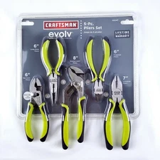 Craftsman 5 piece Pliers Set Diagonal Linesman Long Nose Slip Joint Groove Joint