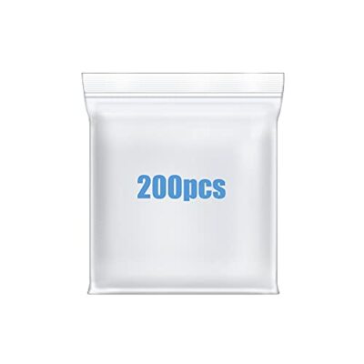 200 Pack 1x1 Inch Clear Poly Self-Seal Lock Bags for Jewelry Coins Beads 