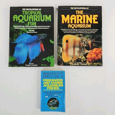 Tropical Aquarium and Marine Aquarium lot-3 books, Guide to Fishes, Encyc