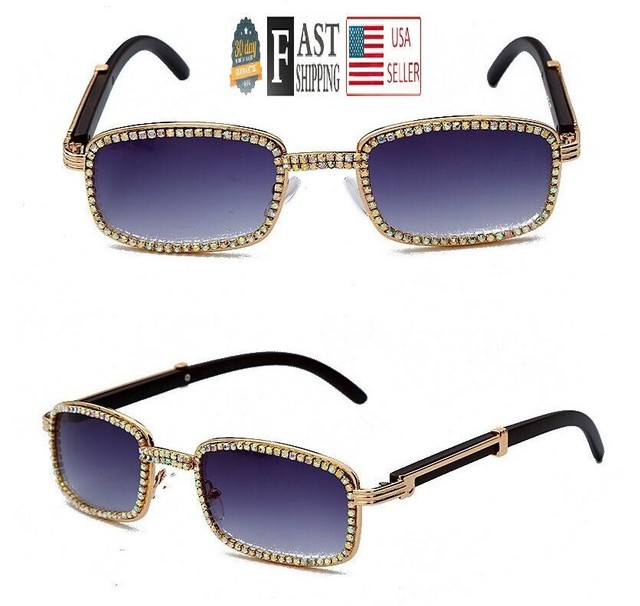 Hip Hop Quavo Migos DIAMOND Rappers Glasses Gold Square Frame Clear