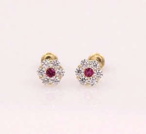 Red Flower Toddler Earrings Solid 14k Yellow Gold Protective Backs Image Is Loading Red Flower Toddler Earrings Solid 14k Yellow Gold