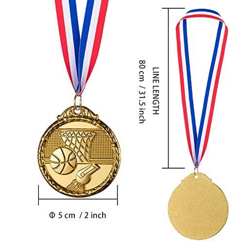 12 Pieces Gold Basketball Medals for Kid’s Sports Basketball Games Prizes Awards - Bild 8 von 8