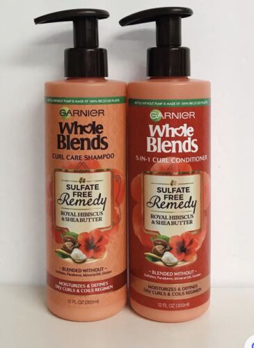 Garnier Whole Blends  5-in-1 Remedy~ Hibiscus & Shea Butt Shampoo & Conditioner - Afbeelding 1 van 2