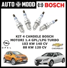 4 CANDLES BOSCH 0242240707 Corsa Insignia Meriva Mokka Sapphire Cruze 1.4 LPG LPG