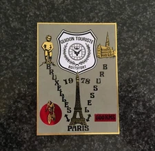 METAL PLATE BICYCLE CYCLING BRUSSELS PARIS EIFFEL TOWER TOURIST HANDLEBAR BOITSFORT