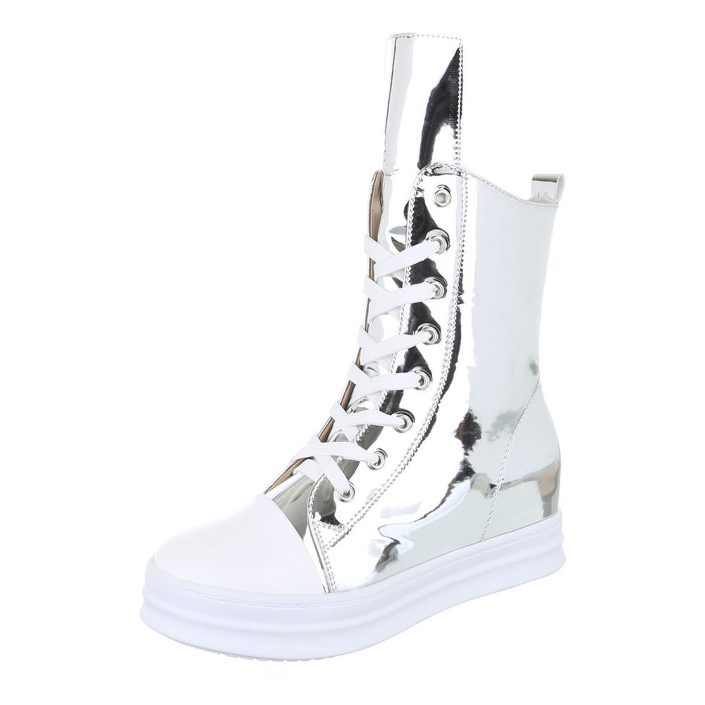 Freizeitschuhe Damen Schuhe TOP Sneakers 0069 Silber 41 Freizeitschuhe Damen Schuhe TOP Sneakers 0069 Silber 41