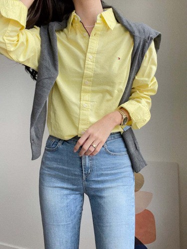 Tommy Hilfiger Men's New England Solid Oxford Shirt Yellow Topaz 78J5099 730 - Bild 1 von 9