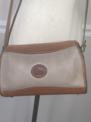 DOONEY & BOURKE vintage satchel crossbody bag taupe VTG 90s pebble leather - Picture 4 of 23