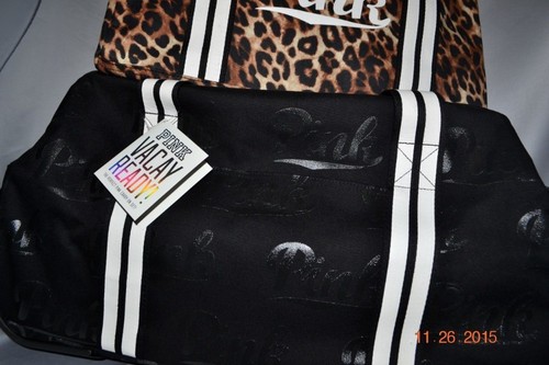 Victorias Secret Pink LEOPARD 3 Pc Luggage Wheelie Duffel Bag Set Suitcase NWT - Picture 2 of 7
