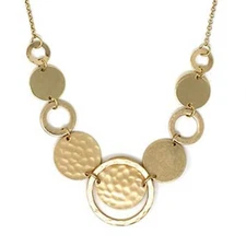 Multi Disc Hammered Chain Necklace Gold