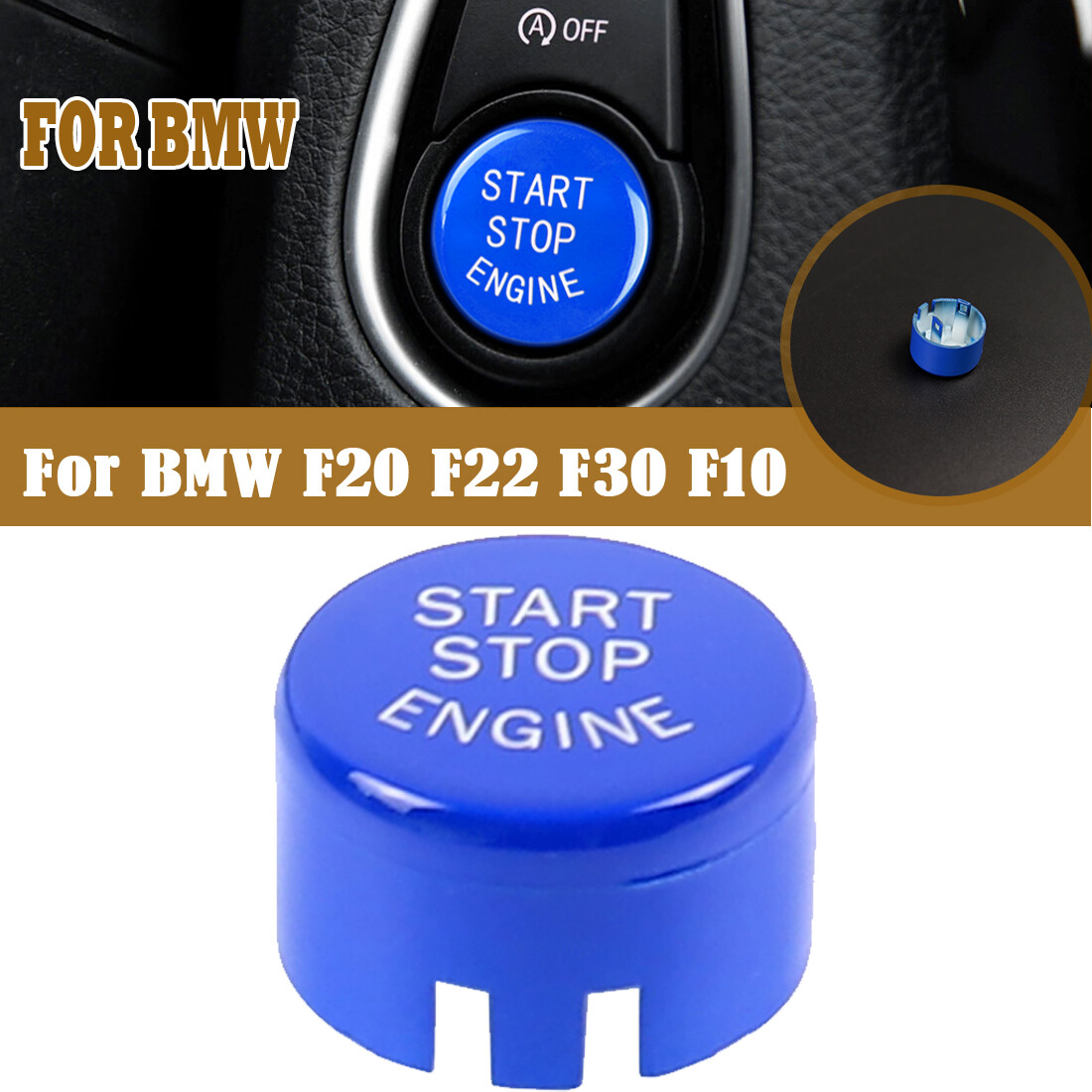 Blue Auto Car Engine Start Stop Button Switch Cover Trim For BMW F20 ...