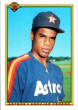 1990 Bowman Baseball Card Andujar Cedeno Rookie Houston Astros #77. rookie card picture