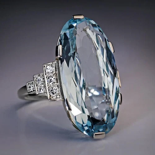 Fashion 925 Silver Filled Ring Oval Cubic Zircon Women Wedding Jewelry Sz 6-10 - Picture 11 of 32