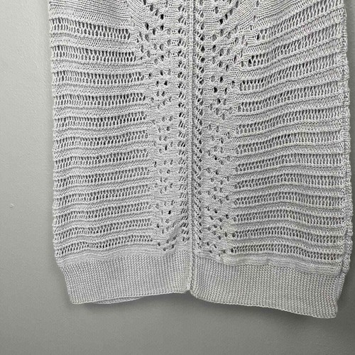 Soft Surroundings Crochet Sweater Plus Size 1X Gray Short Sleeve Open Knit Long - Picture 11 of 14