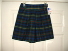Girl's School Uniform Culotte/Shorts Size 12 1/2 Navy & Green Plaid New