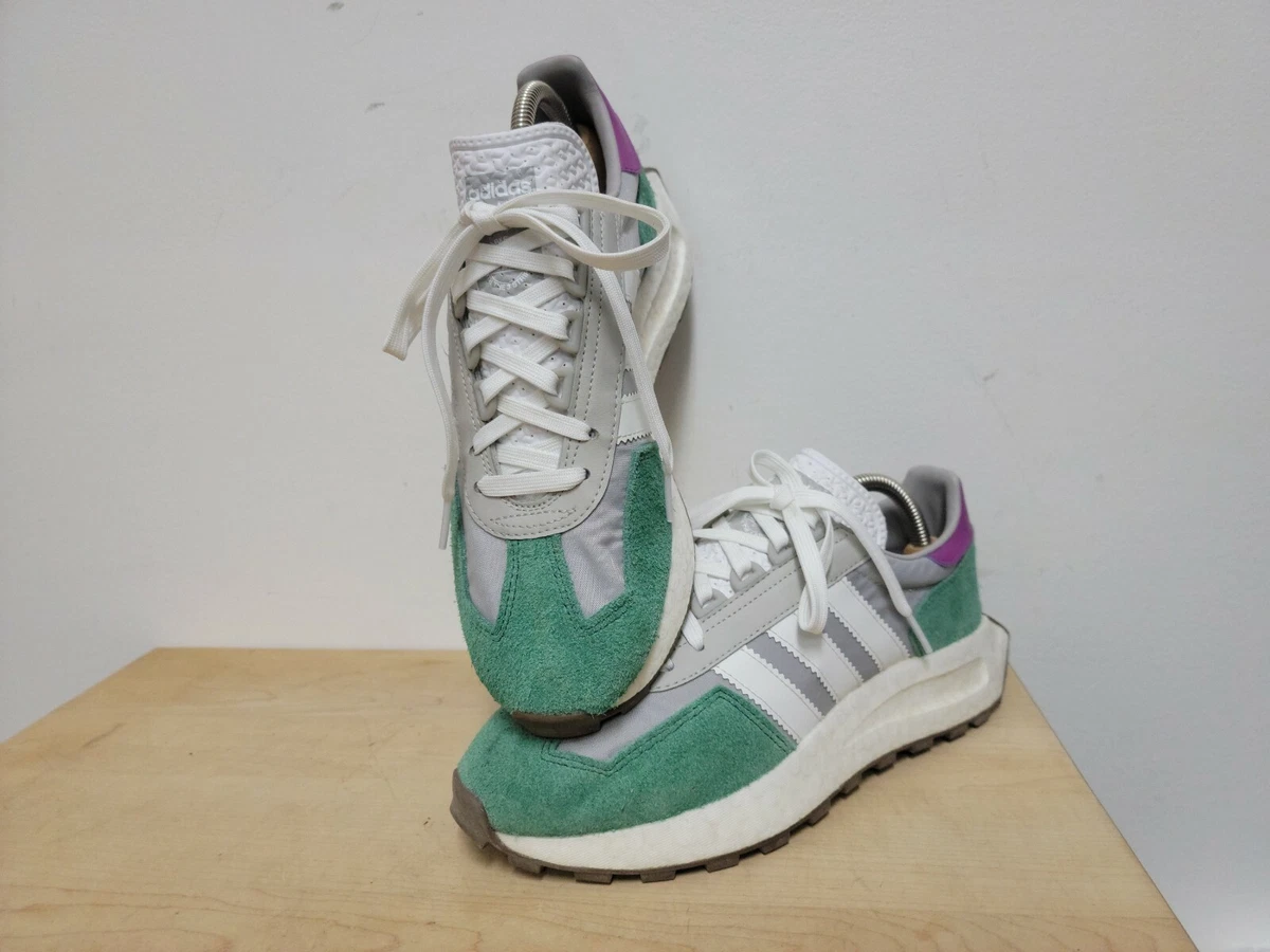 Grey and green adidas best sale trainers