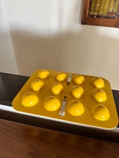 Vintage Mid-Century Aluminum Gelatin Mold Set 3-Piece Dome Press Tray Yellow