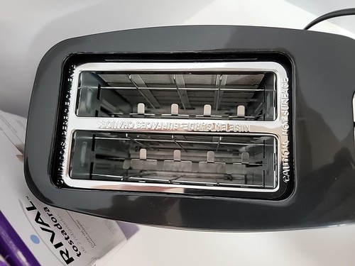 NIB Rival 2 Slice Toaster, Black, Wide Slots, 6 Settings&Cord Storage,crumb tray - Picture 3 of 7