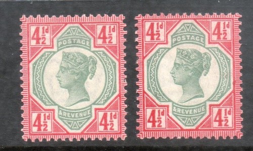 GB Stamps Victoria 1887 Jubilee 4½d SG206 206a Mint MH  both shades cat £760+ 1 - Picture 1 of 2