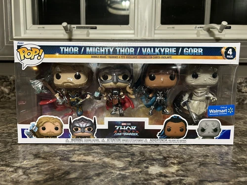 Funko POP! Thor Love And Thunder 4 Pack Walmart Exclusive Mighty Valkyrie Gorr