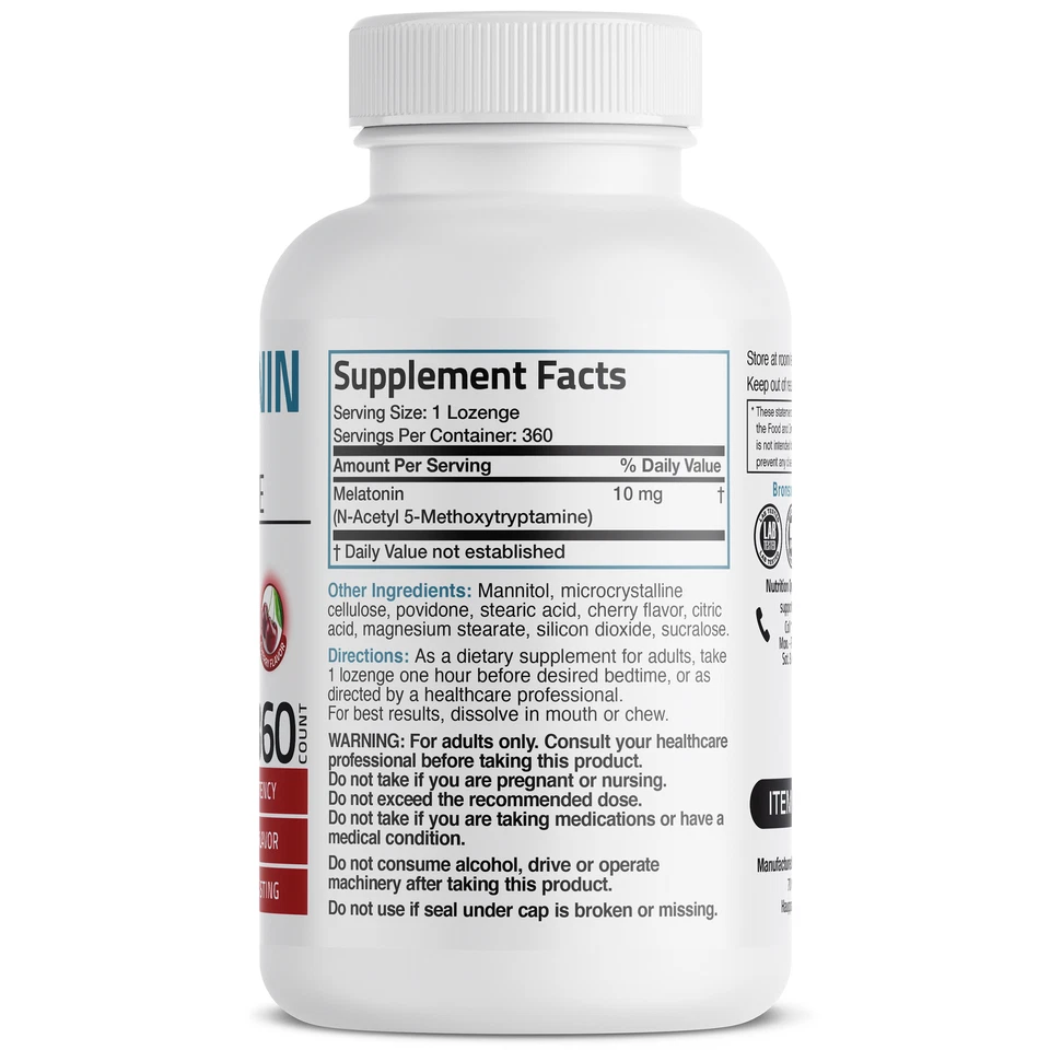 Comprimidos de melatonina de 10 mg de disolución rápida - Ayuda para dormir, 360 comprimidos con sabor a cereza Foto 2 de 4