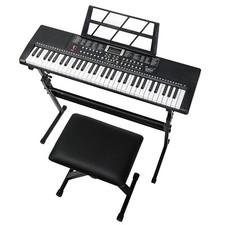Standard Glarry 61 Key Lighting Keyboard with Piano Stand Piano Bench With Stand