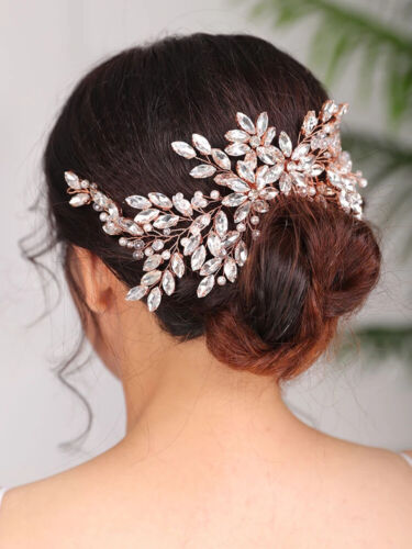 Bridal Vintage Silver Full Rhinestones Big Hair Comb Bridal Shinny Pearls - Picture 13 of 41