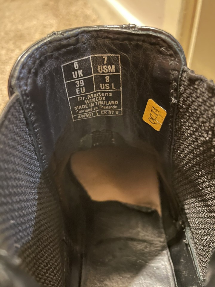 Dr Martens Womens Black Leather Wincox Chelsea Boots Size UK 6 EU 39 US