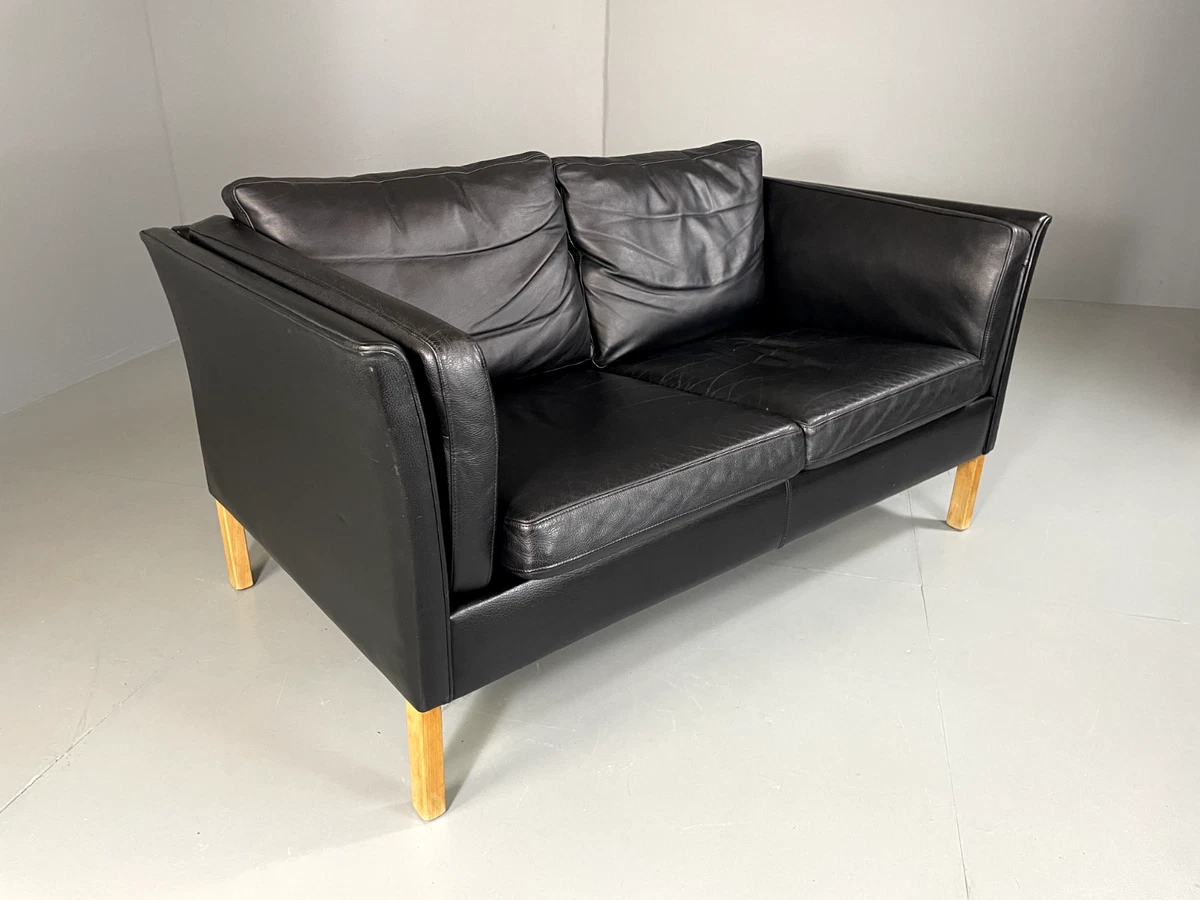 Black leather sofa ebay deals